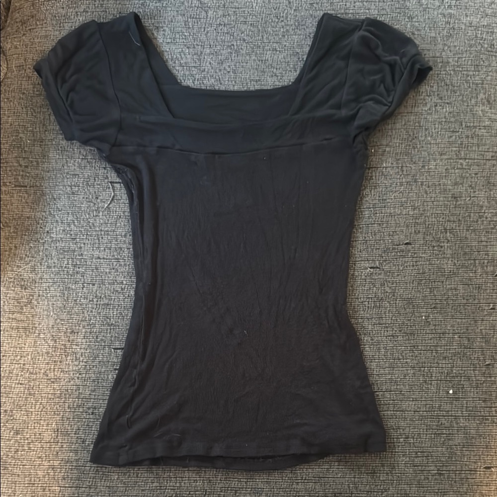 Mandee Black Fitted Cap Sleeve Blouse